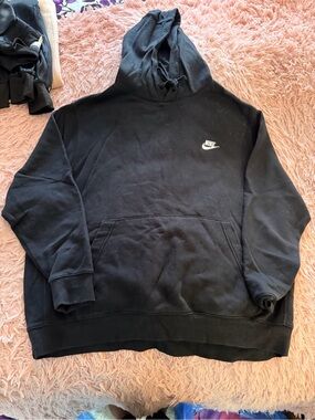 Nike Black Women's Pullover Hoodie with White Swoosh